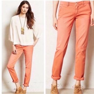 Anthro Pilcro and the Letterpress Chino Pants Women’s Size 28 Peach preppy